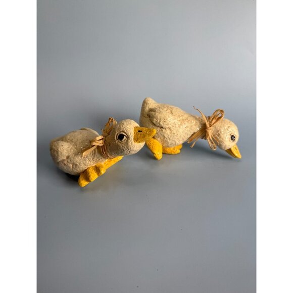 Vintage Enesco Baby Duck Figurines With Ribbons & Glitter 6" Long Easter Decor - Picture 6 of 14